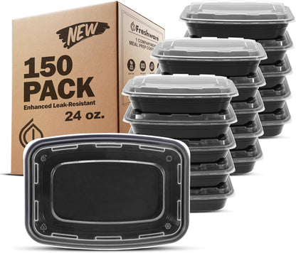 Freshware Meal Prep Containers 1 Compartment Food Storage Containers with Lids, Bento Box, BPA Free, Stackable, Microwave/Dishwasher/Freezer Safe (28 oz), 50 Count (Pack of 1)