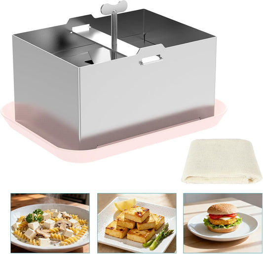 New 2026 Tofu Press Stainless Steel 304, Tofu Maker Comes With Pressed Towels And Drip Trays For Easy Dehydration And Improved Taste. It Can Also Be Used To Make Cheese/Paneer, 2-Pound Extra Firm Tofu