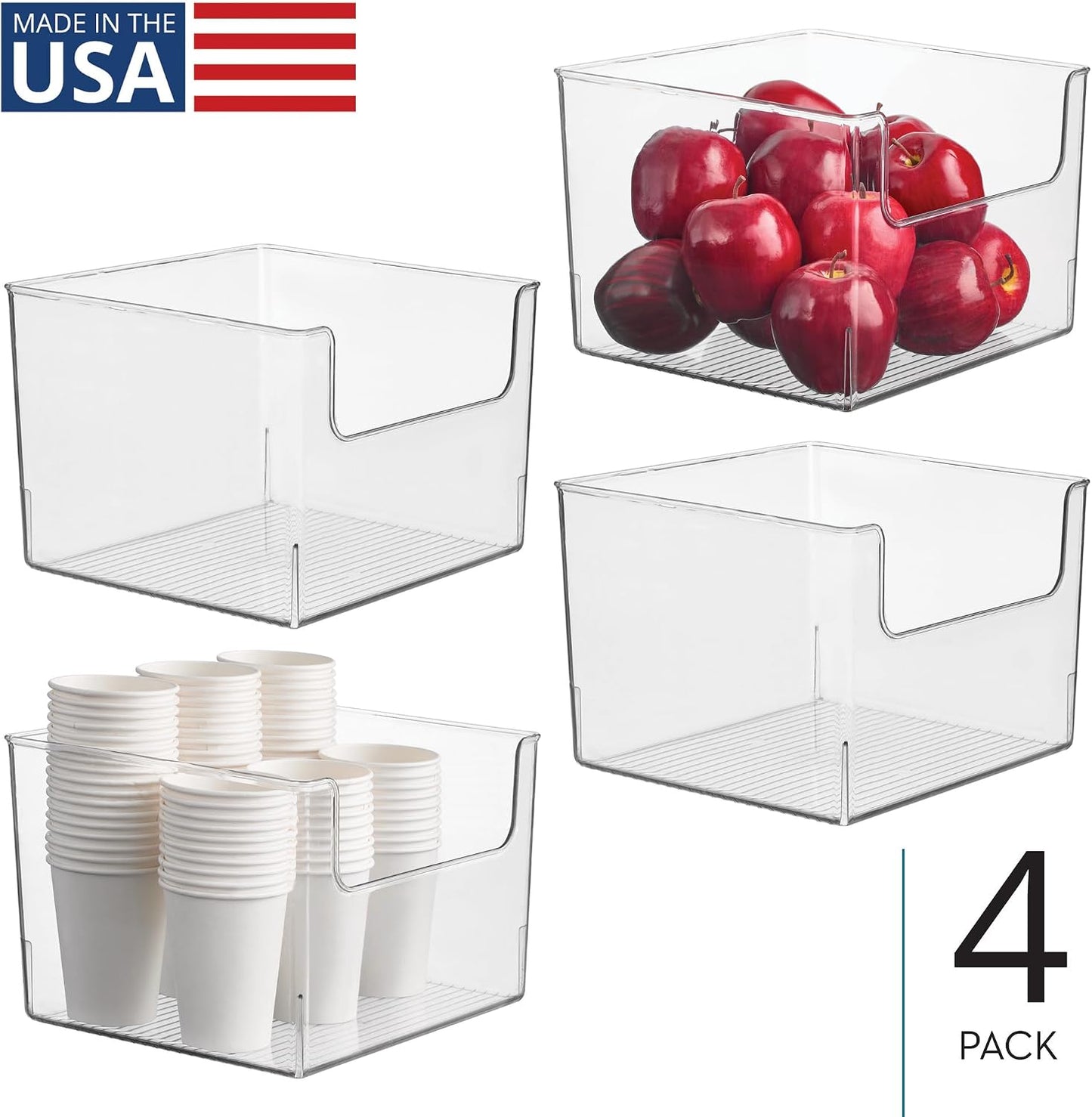 iDesign Open-Front Storage Bin, Clear | Kitchen, Pantry, Bathroom, Home Office, Made in USA