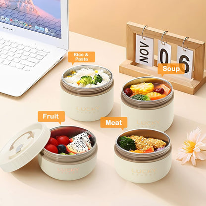 3 Compartments Bento Lunch box with Soup Bowl, Insulated Lunch Bag and Portable Utensils, Stainless Steel Camera Lunch Containers，Leak Proof Bento Box for Kids Adults Men Women…