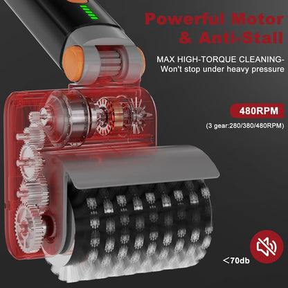 Electric Grill Brush, Cordless BBQ Grill Cleaner Tool With 3-Speed for Burnt Grease, Anti-Shedding Safe Wire, 150+ Min Runtime & Waterproof, Effortless Grill Brush for Backyard Barbecue Outdoor Grills