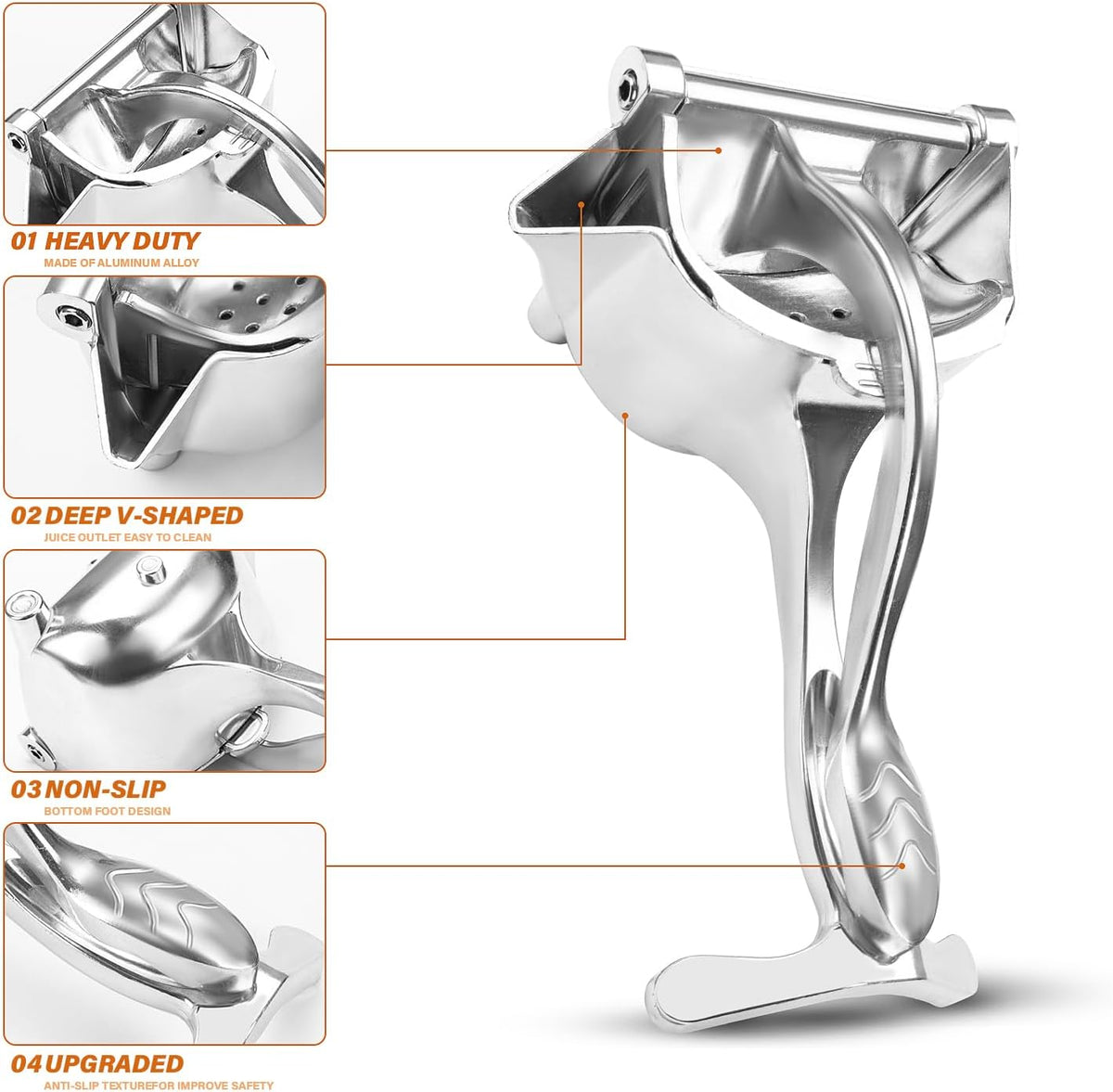 Lemon Squeezer, Aluminium Alloy Manual Fruit Juicer Citrus Juicer