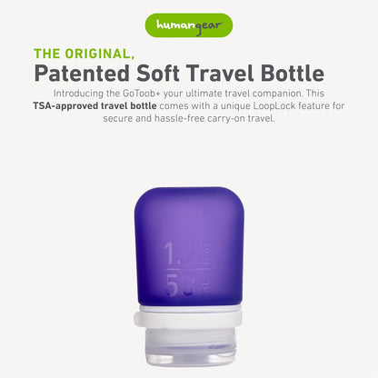 humangear GoToob+ (XL) | Refillable Silicone Travel Bottle | Locking Lid | Food-Safe Material | Blue, XL (6 fl.oz.; 177ml)