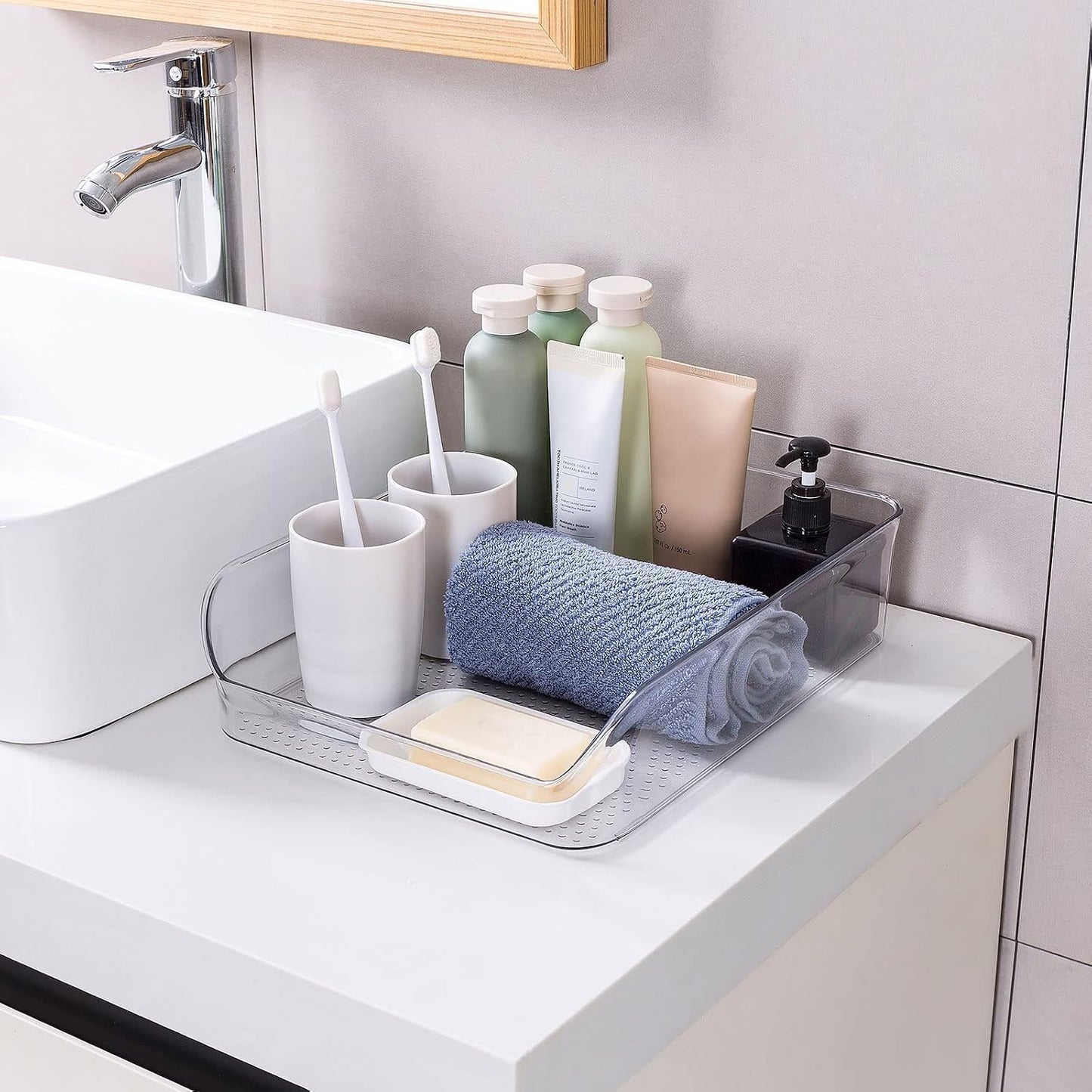 Ettori Set of 6 Clear Plastic Storage Bins - The Ultimate Pantry Organizers and Storage Solution for Kitchen, Cabinet, and Refrigerator Organization