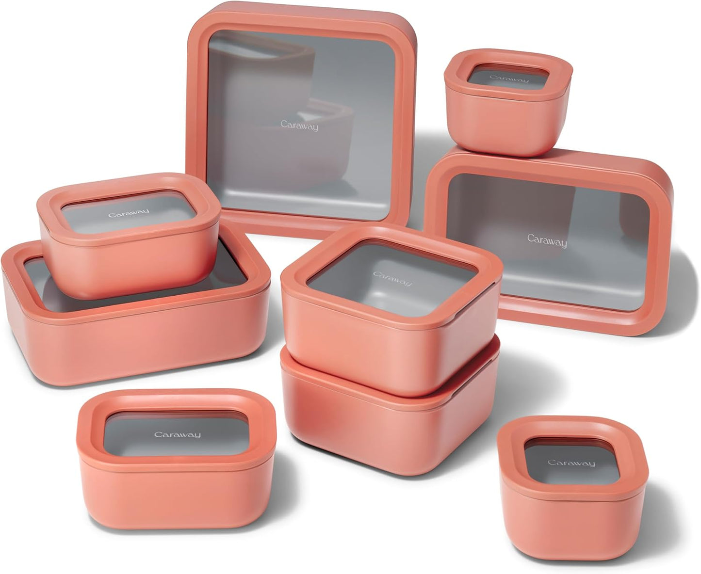 Caraway 13pc Glass Food Storage Container Set - Easy to Store, Non Toxic Lunch Box - with Glass Lids - Includes Storage Organizer - Mist