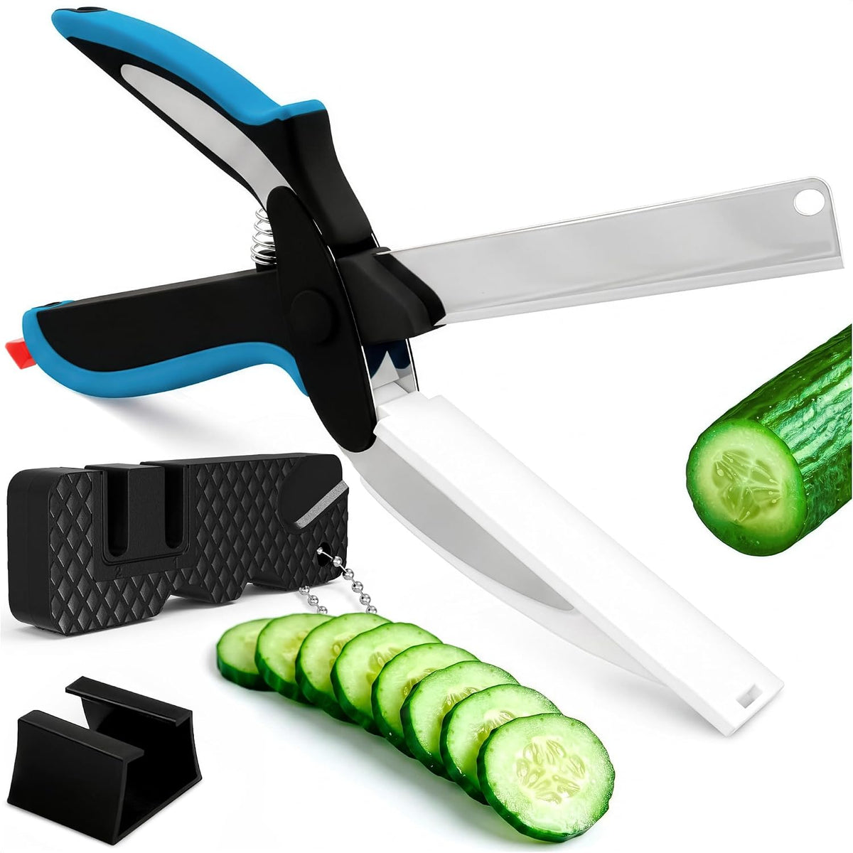 2 in 1 Kitchen Scissors for Food with Knife Sharpener (Grey)