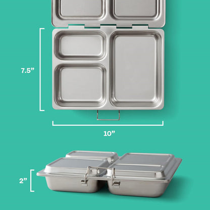 PlanetBox Rover Stainless Steel Bento Box Style Lunch Box Kit for Kids with 5 Compartments – xxxx Edition includes Insulated Lunch Bag, Leakproof Food Containers and Matching Magnets