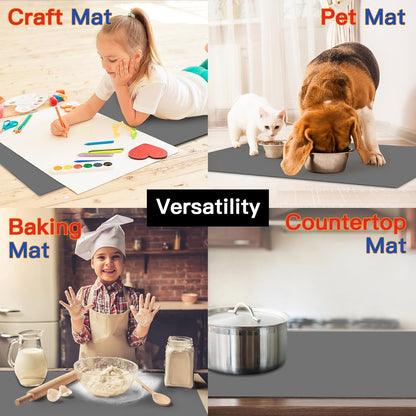 Silicone Mats for Kitchen Counter, 47.3"x23.6"x0.08" Largest Heat Resistant Mat Kitchen Island Waterproof 2MM Thick Countertop Protector Mat Nons-slip Extra Large Counter Mat (Black)
