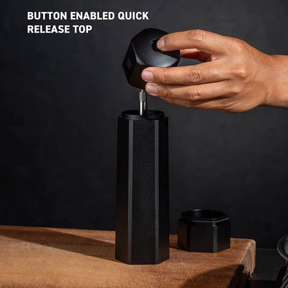 HexClad HexMill Salt Grinder, Aluminum Gray, Adjustable 10 Grind Settings