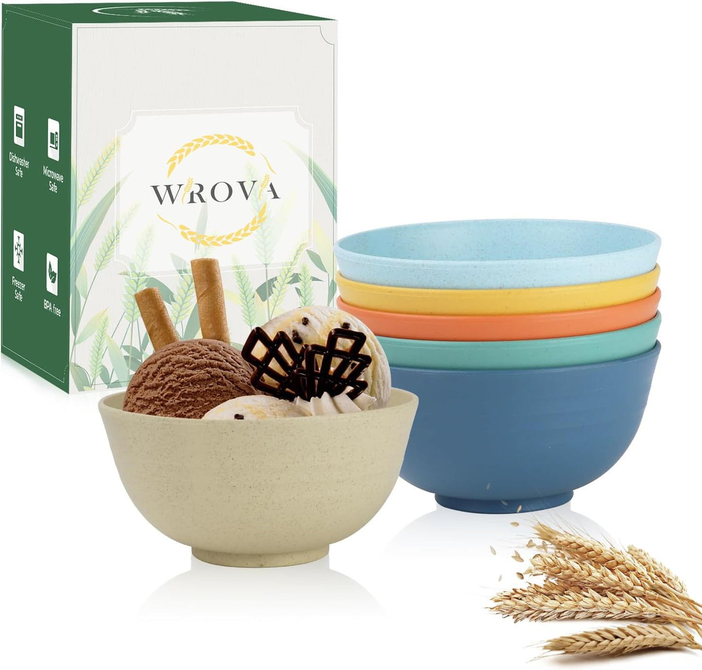 Wheat Straw Bowl Sets,8 PCS Unbreakable Cereal Bowl 26 OZ,Microwave and Dishwasher Safe Bowls,Bowl Sets for Camping and Picnic BPA Free Colorful Salad Bowls for Serving Soup,Oatmeal and Fruit Etc…