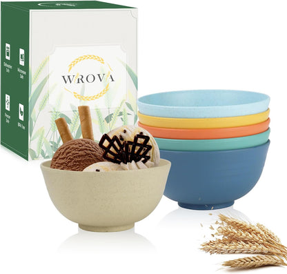 Wheat Straw Bowl Sets,8 PCS Unbreakable Cereal Bowl 26 OZ,Microwave and Dishwasher Safe Bowls,Bowl Sets for Camping and Picnic BPA Free Colorful Salad Bowls for Serving Soup,Oatmeal and Fruit Etc…