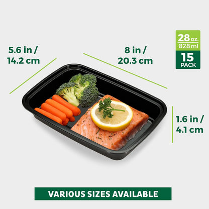 Freshware Meal Prep Containers 1 Compartment Food Storage Containers with Lids, Bento Box, BPA Free, Stackable, Microwave/Dishwasher/Freezer Safe (28 oz), 50 Count (Pack of 1)