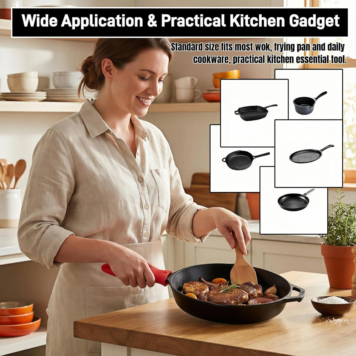 Silicone Hot Handle Covers for Cast Iron Skillet, Pan and Pot, Heat Resistant up to 446°F, 4 Colors, Set of 4