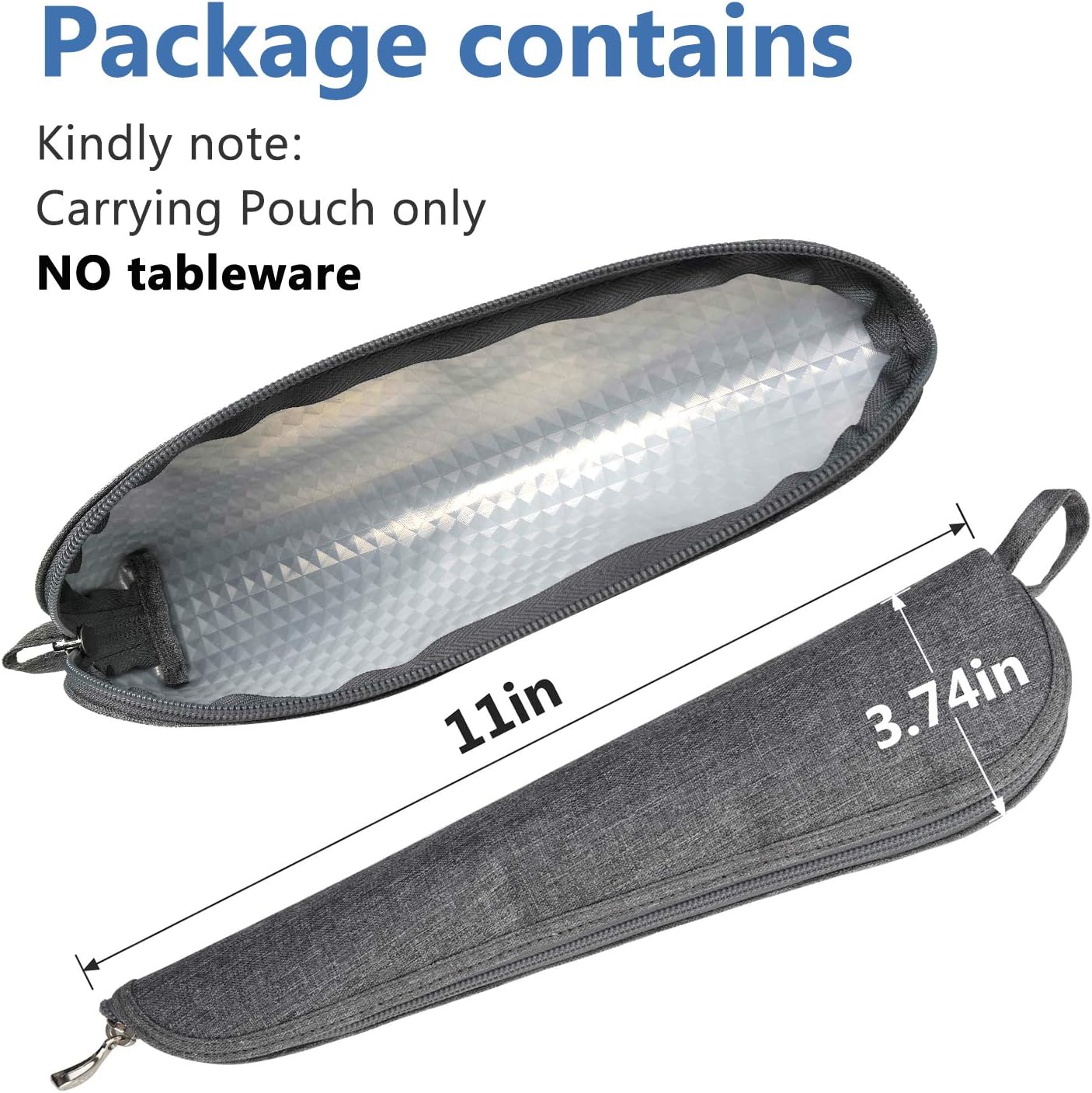 Aosbos Travel Utensil Sets Carrying Case Portable Cutlery Set Pouch Reusable Silverware Set Bag Stainless Steel Straws Pouch Chopsticks Knife Fork and Spoon Holder for Work Bento Box Lunch Bag, Grey