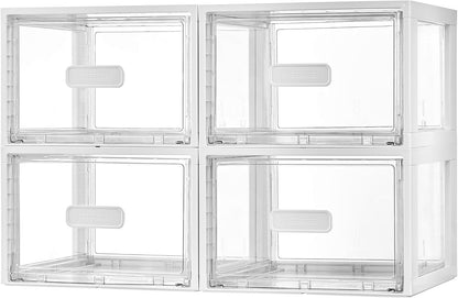 Vtopmart 2 Pack Clear Stackable Storage Drawers 15QT, Easily Assemble Closet Organizers,Plastic Storage Bins for Bathroom,Cabinet,Kitchen Pantry,Under Sink Organization(Medium)