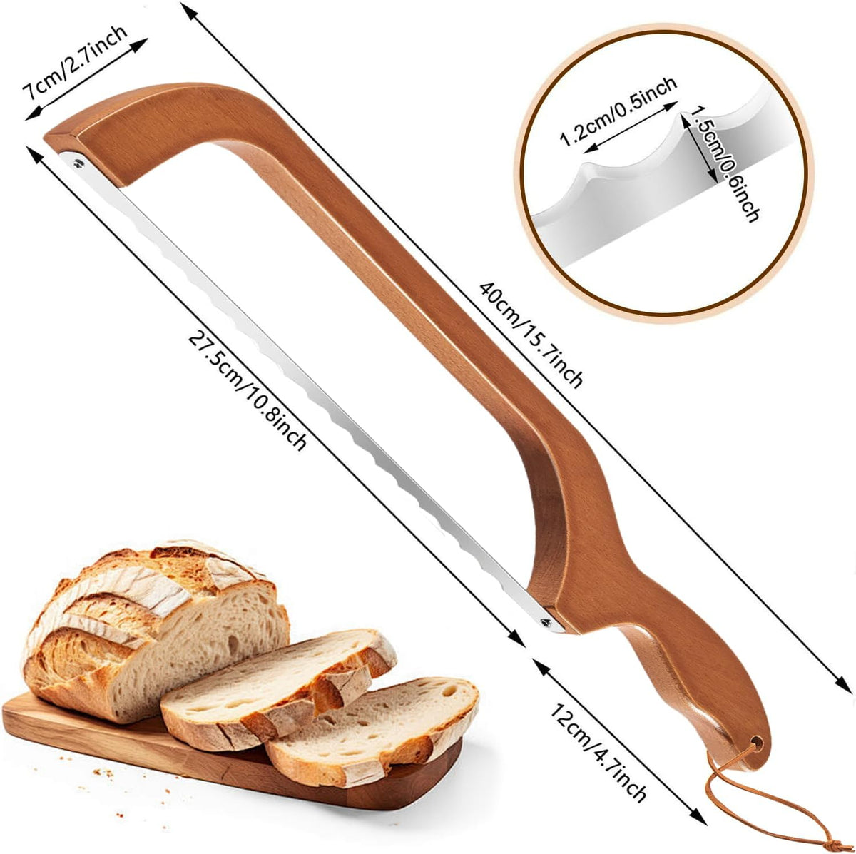 Adjustable Bread Slicer for Perfect Slices - Bread Knife for Homemade Bread with Thickness Guide - Premium Sharp Stainless Serrated Blade for Sourdough Baguettes Bagels Loaves