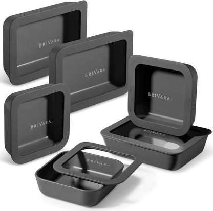 Ceramic Coated Glass Food Storage Container | No PTFE, PFOA, PFAS, and BPA | Reusable Non Toxic Meal Prep Container with Glass Lid | Easy To Store | 3 Cup Rectangle [Onyx]