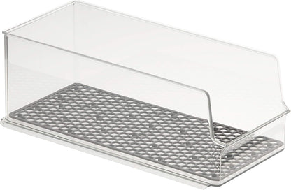 Spectrum Hexa in-Fridge Bin, Tall Holder Dispenser Rack for Storage and Organization, Holds Drink Cans, Meats, Produce, and More, Clear