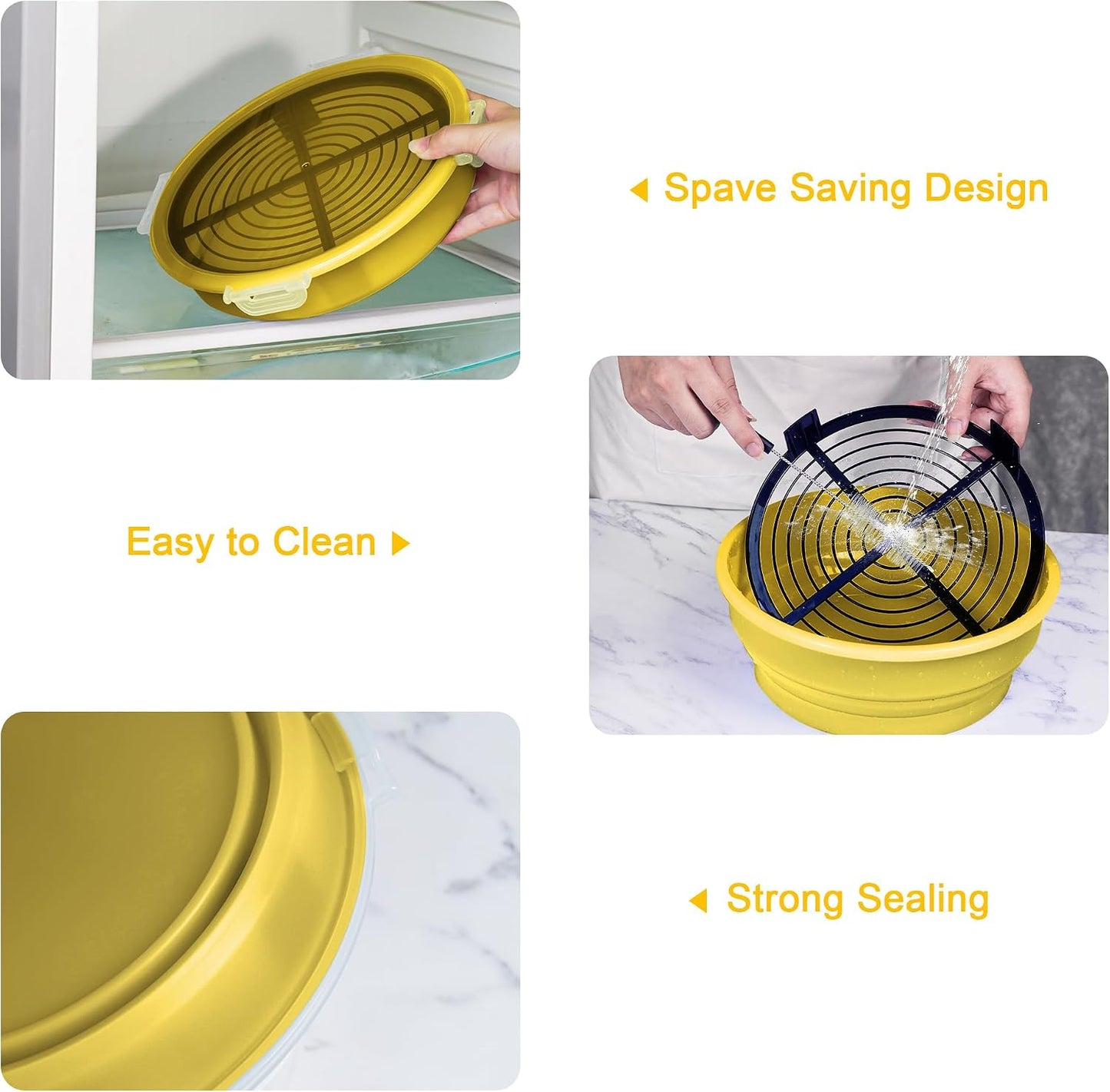 FJNATINH Collapsible Batter Bowl - Mess Free Better Breader Shaker Bowl with Lid Breading Shaker Container for Fried Fish, Fried Chicken, Onion Rings & More,No Leak,Easy to Store,Light Blue