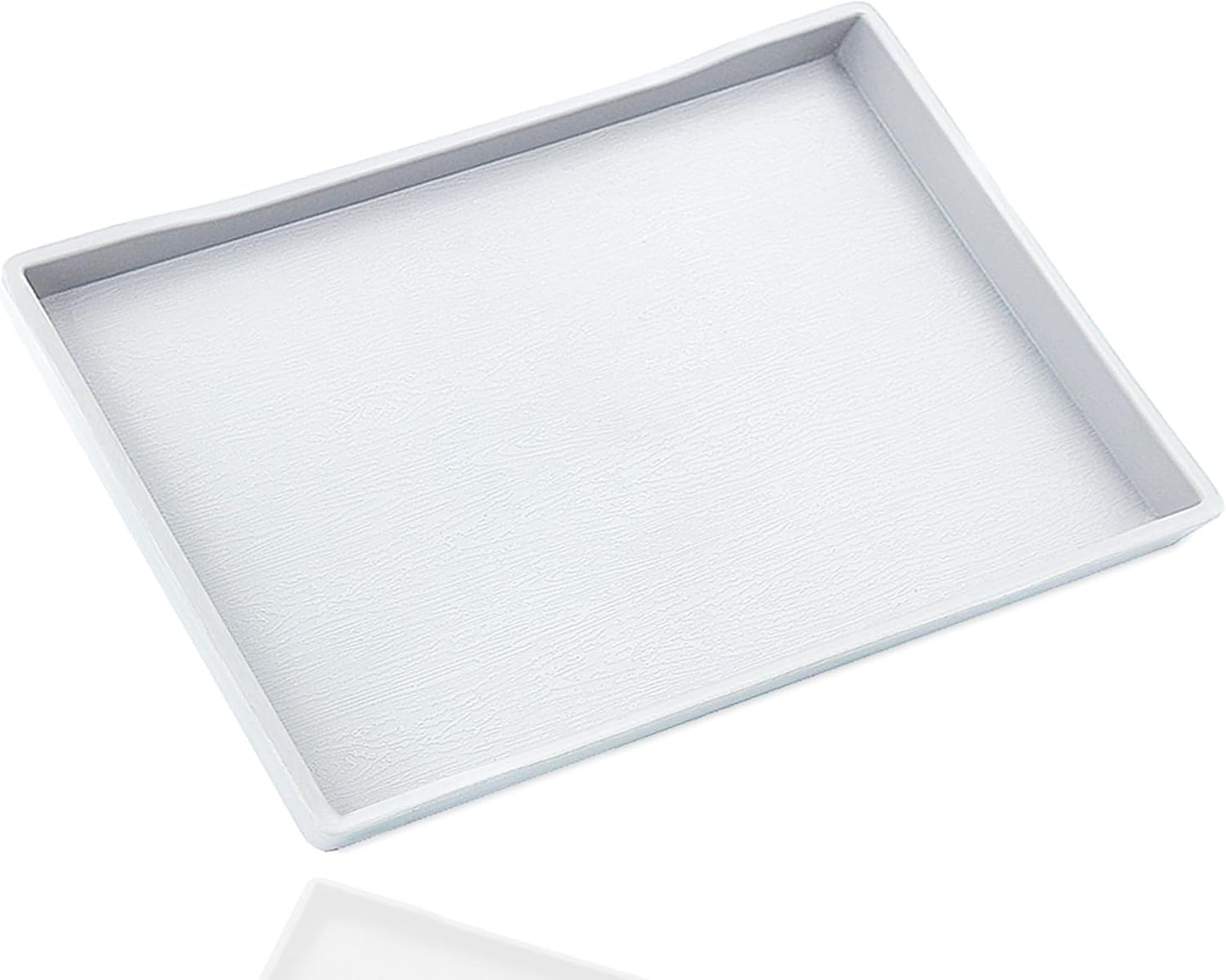 White Serving Tray (13.5 x 9.6 inch) for Serving Accessory, Elegant & Stackable Plastic Tray for Spa, Coffee, Drinks, Tea, Bar, Party, Seasoning, Perfume and Display Use.