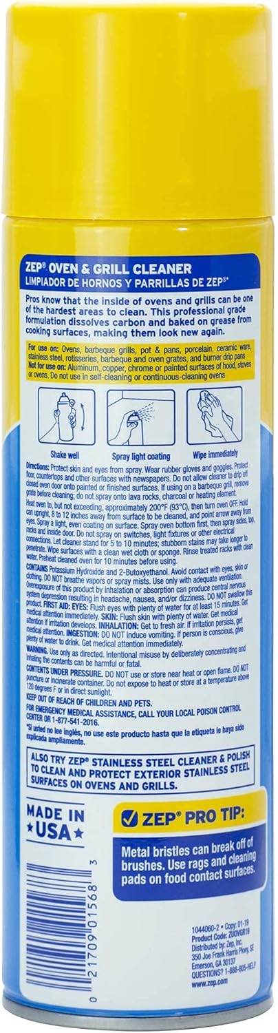 Zep Heavy-Duty Oven and Grill Cleaner - 19 oz (Case of 2) ZUOVGR19 - Dissolves Grease on Contact, on Burners, Grates and Drip Pans
