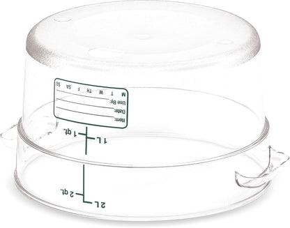 Carlisle FoodService Products Storplus Round Food Storage Container with Stackable Design for Catering, Buffets, Restaurants, Polycarbonate (Pc), 2 Quart, Clear