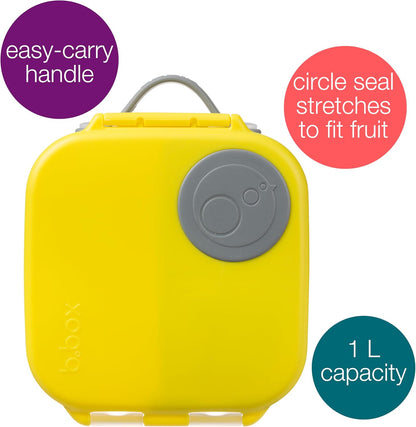 b.box Mini Lunch Box 2-Pack, Leak Proof Bento Box for Kids, 3 Compartment Snack Containers Ages 3+, Lunchbox for Daycare + School, Dishwasher Safe, BPA-Free, PFAS-Free, 4.25 Cup - Blue + Green