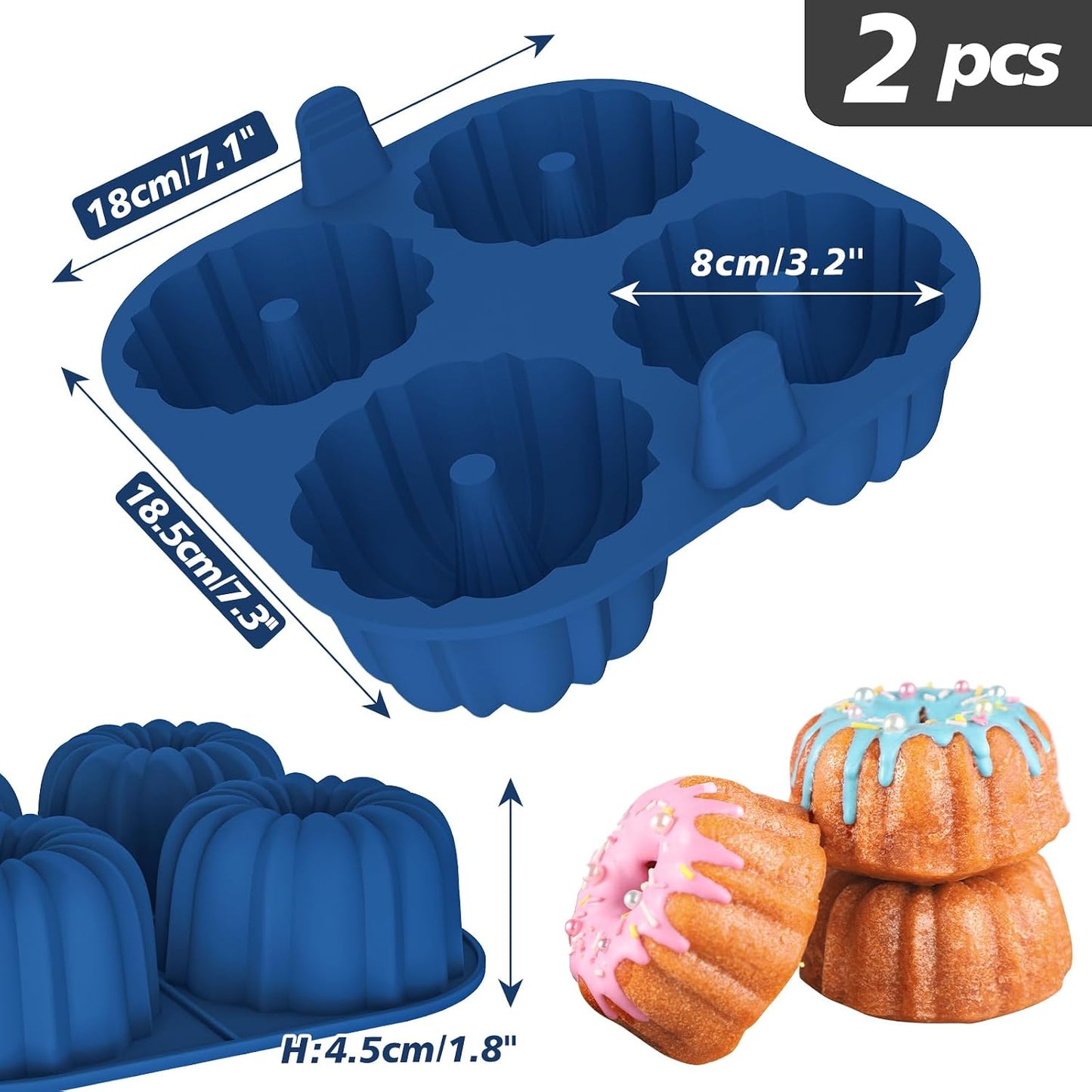 Webake Silicone Air Fryer Muffin Pan for Baking Egg Bites Silicone Mold, Nonstick 1.8 Inch Mini Muffin Tin BPA Free Set of 2