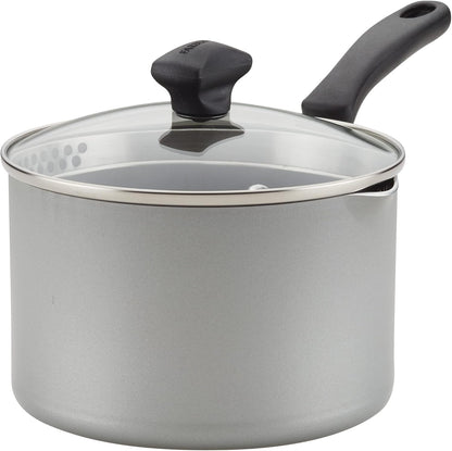 Farberware Cookstart DiamondMax Nonstick Straining Saucepan, 3-Quart, Black