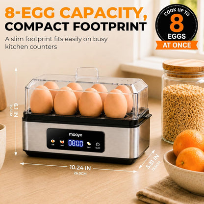 Rapid Egg Cooker for Hard Boiled Eggs, Electric Egg Steamer 3 IN 1 Soft Medium Hard Boiled, Egg Maker with Auto Shut-Off, Egg Boiler for Kitchen Breakfast & Fitness, BPA-Free, Holds 8 Eggs
