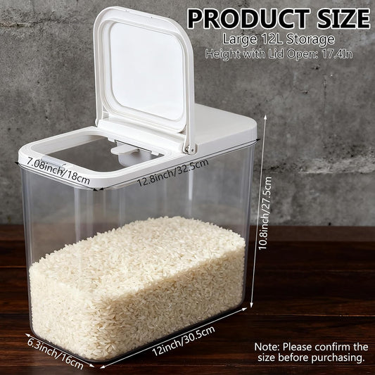 20-25 lbs Rice Dispenser with Measuring Spoon 11.4Qt/12L Large Airtight Food Storage Rice Container Tall and Narrow Food Storage Flour Bin Slim Space-Saving for Kitchen Pantry Organization