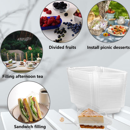 Goiio 300 Pieces Cake Slice Plastic Containers, 4.33 Inches Hinged Lid Cheese Cake Container, for Home, Bakery and Cafe