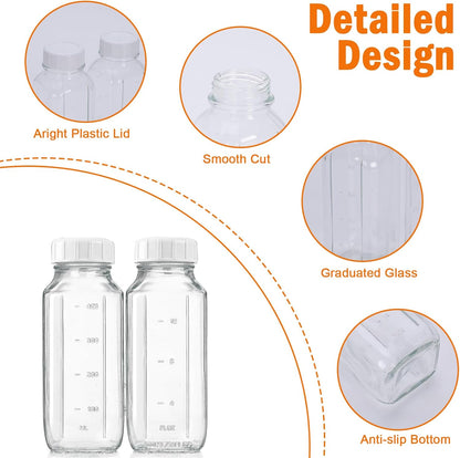 2-Pack Glass Salad Dressing Shaker Bottles, 16 oz Each, Leakproof Dressing Dispensers with Silicone Pour Spouts for Oil, Vinegar, Sauces, Marinades and Meal Prep