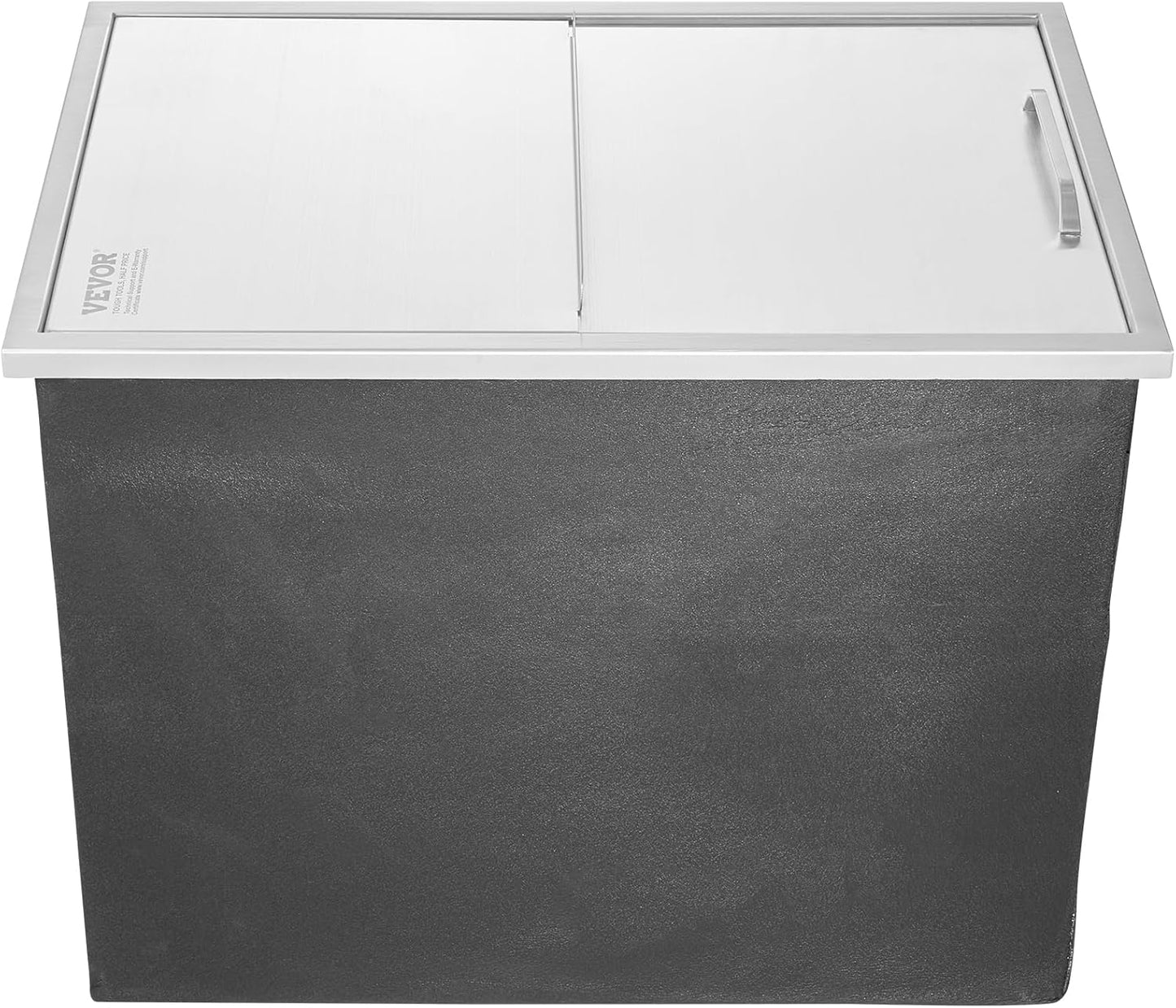 Happybuy Drop in Ice Chest 18L x 12W x 14.5H Inch Stainless Steel Ice Cooler with Sliding Cover Drop in Ice Bin Included Drain-Pipe and Drain Plug for Cold Wine Beer