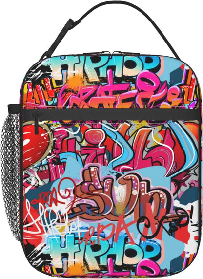 Black Cat Reusable Lunch Box Food Bag Insulated Lunch Bag for Teenage Boys Girls School Beach