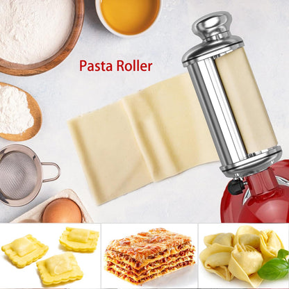 Pasta Maker Attachment for All Kitchenaid Stand Mixers, Kitchen Aid Pasta Attachments Included Pasta Dough Roller, Fettuccine Cutter, Spaghetti Cutter and Cleaning Brush