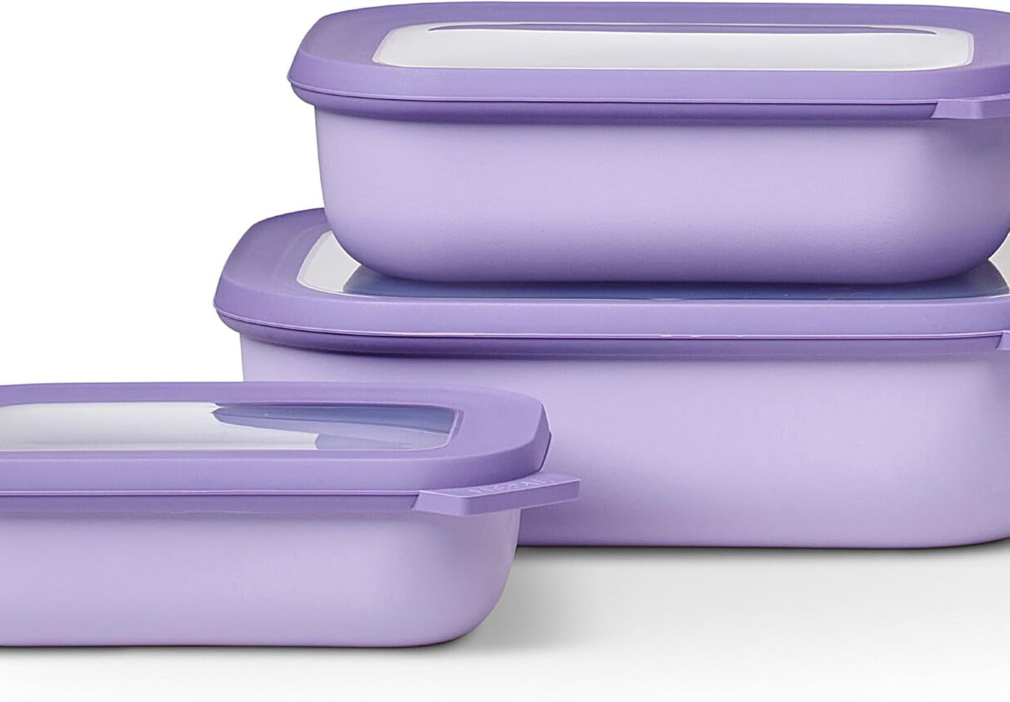 Mepal Cirqula Set of 3 Rectangular Deep Multi Food Storage Serving Containers with Transparent Lids | Perfect for Food Prep | Microwave & Dishwasher Safe | Nordic Black | Made in Holland