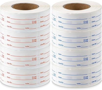 8 Rolls 4000 Pcs Removable Freezer Labels for Food Containers, 1 x 2 Inch No-Residue Food Labels Easy to Write On Foods Date Label Stickers for Kitchen Restaurants Grocery Stores Markets