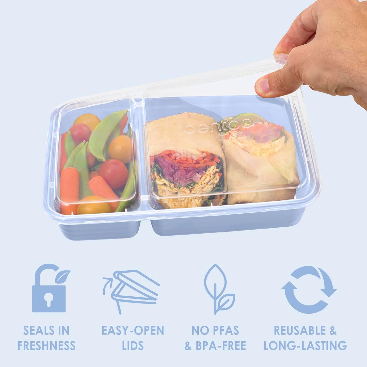 Bentgo Prep - 20-Piece 2-Compartment Reusable Meal Prep Containers with Lids, PFAS & BPA Free Materials, Durable, Microwave, Freezer, & Dishwasher Safe To Go Food Storage (Rose Gold)
