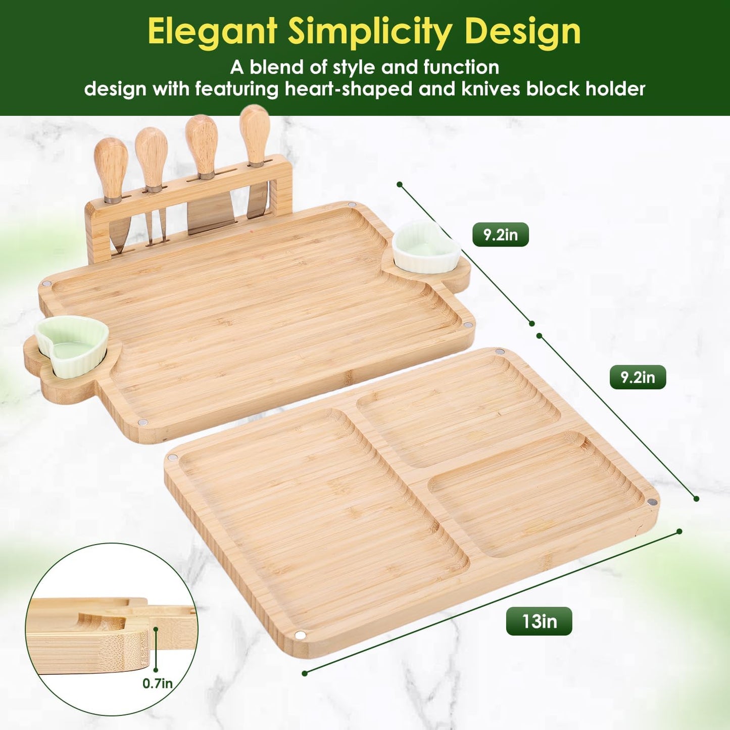 Charcuterie Boards Gift Set: Bamboo Charcuterie Cheese Board - Unique for Mom - House Warming Gifts New Home, Bridal Shower Wedding Gifts for Couple