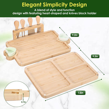 Charcuterie Boards Gift Set: Bamboo Charcuterie Cheese Board - Unique for Mom - House Warming Gifts New Home, Bridal Shower Wedding Gifts for Couple