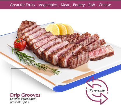 Plastic Cutting Board for Kitchen - Extra Large Cutting Board 18 Inch Reversible Chopping Board, Juice Groove, Non Slip Feet, Dishwasher Safe, BPA Free Large Cutting Board for Meat Vegetables Fruit