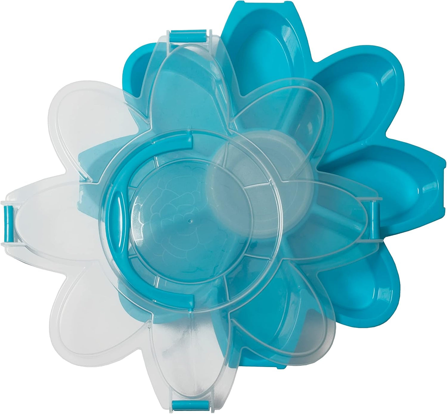 KOLORAE Flower Snack Serving Tray - 9 Compartment Party Platter with Dressing Cup for Chips and Dip, Fruits and Veggies - Game Day & Summer Entertaining Tray