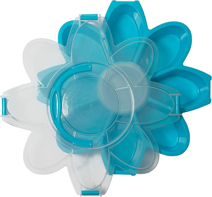 KOLORAE Flower Snack Serving Tray - 9 Compartment Party Platter with Dressing Cup for Chips and Dip, Fruits and Veggies - Game Day & Summer Entertaining Tray