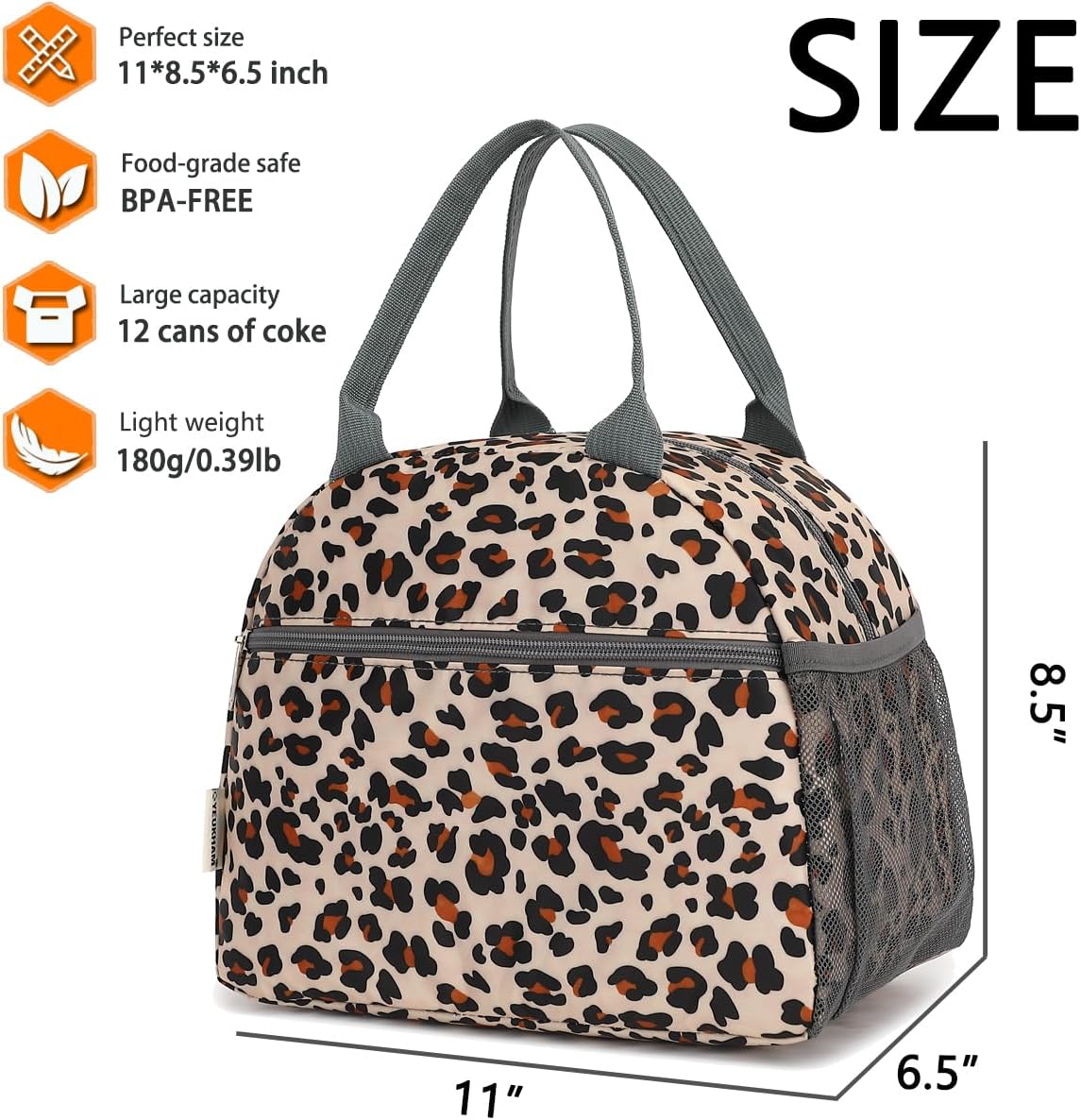 GYEUKHAM Lunch Bag Women, Lunch Box for Adult Men Kids Girls, Small Cute Lunchbox Tote Large Capacity Insulated Lunch Container Cooler for Work School Picnic Travel, Black White Stripes