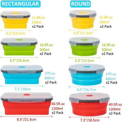 Collapsible Food Storage Containers with Lids, 4 Pack, 40 oz Silicone 1-Compartment Meal Prep Containers Reusable, Lunch Bento Boxes for Adults, Microwave Freezer Dishwasher Safe, BPA-Free, Black