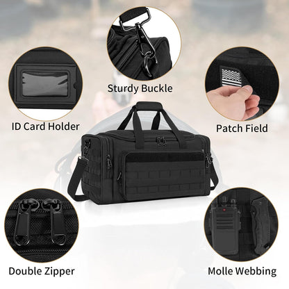 Tactical Pistol Range Bag, Gun Range Bag for Handguns, Shooting Duffle Range Pistol Bag with 6X Magazine Slots, Extra Pockets for Ammo and Essentials