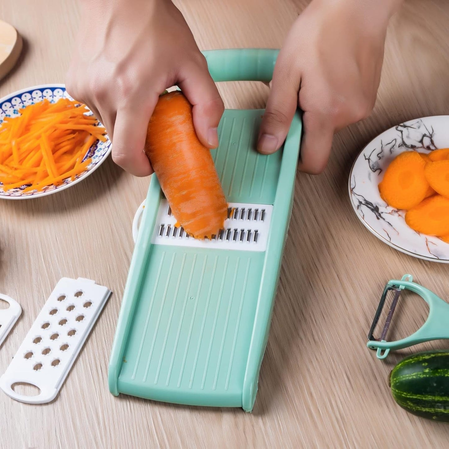 Mandoline Slicer for Kitchen 7-in-1 Mandoline Food Slicer,Potato/Cheese/Vegetable/Carrot/Cucumber Grater,Cutter, Grinder,Waffle Fry Cutter,Julienne Peeler