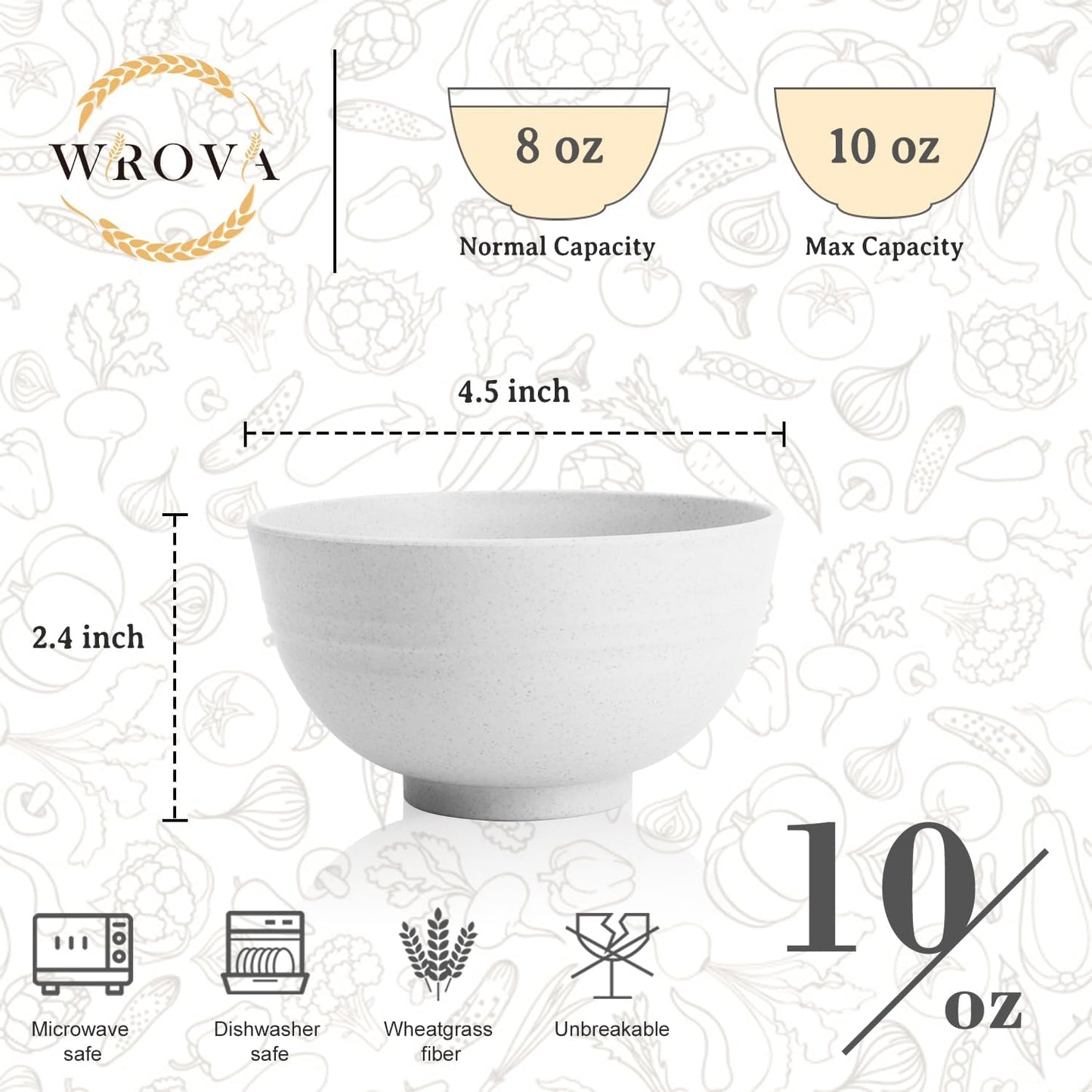 Wrova Wheat Straw Bowls for Kitchen set of 6,Anti-Scald Thick Soup Bowls 40oz,Microwave and Dishwasher Safe Bowl Sets, Unbreakable Cereal Bowl Sets. Vibrant Series