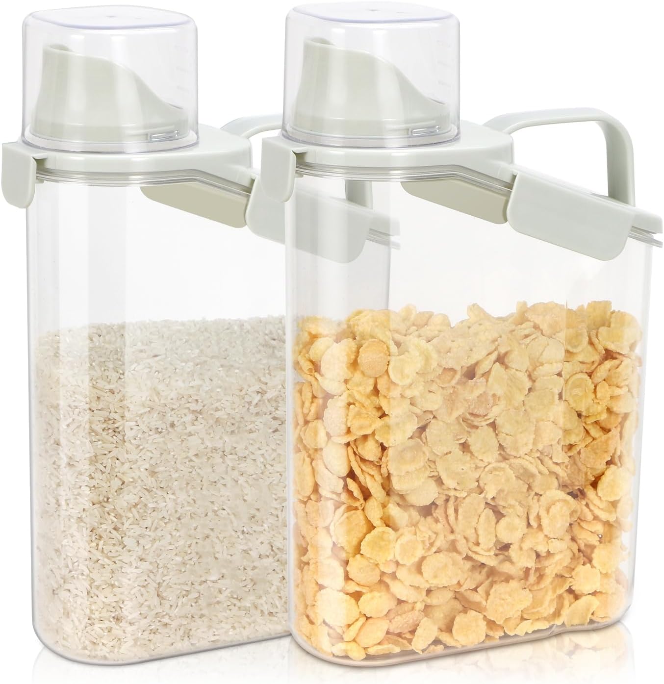 TBMax 2 Pack Airtight Rice Container 5 Lbs +10 Lbs, Cereal Container Oatmeal Storage with Easy-pouring Spout & Handy Cup for Flour Grain Beans, Pet Dog Cat Bird Food Storage Dispenser -Pink